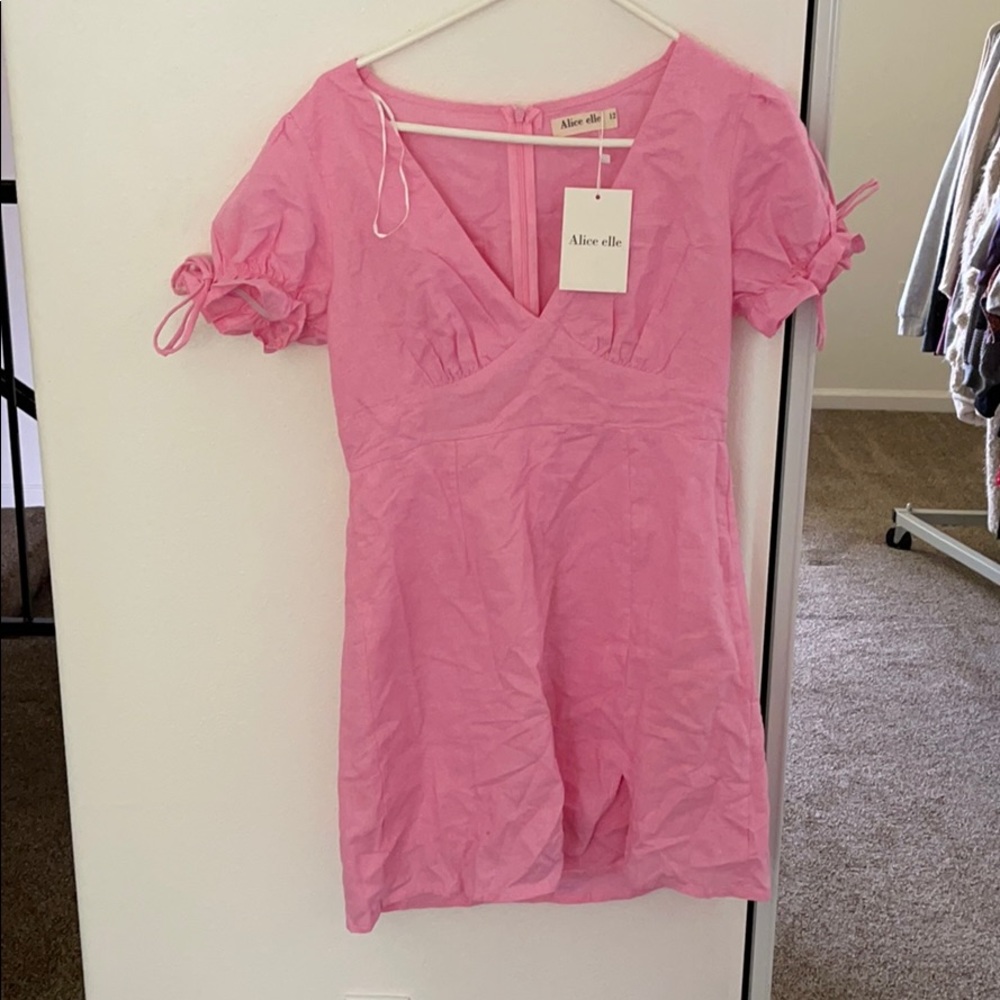 Pink dress.